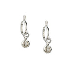 "Chrome Hearts" 18kt White Gold Hoop and Ball Diamond Earrings.