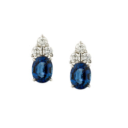 Magnificent 14kt White Gold Blue Sapphire and Diamond Stud Earrings.