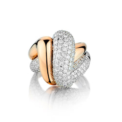 Ladies 18kt Rose and White Gold Swirl Diamond Ring. 2.07ct Tw
