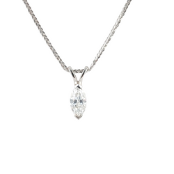 14KT WHITE GOLD DIAMOND PENDANT AND CHAIN