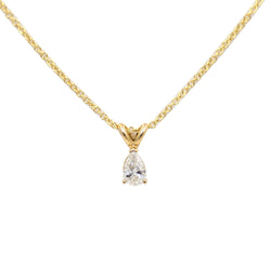 18kt Yellow Gold Diamond Solitaire Pendant.  0.75ct Pear Shape