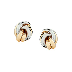 Ladies 18kt Yellow and White Gold "Knot" Stud Earrings