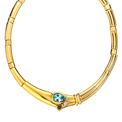 Topaz, Sapphire and Diamond Necklace in 18kt Yellow Gold. Brand:Manfreddi