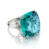 Dazzling Vintage Cushion Cut Aquamarine  Ring. 23mm in size. .