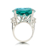 Dazzling Vintage Cushion Cut Aquamarine  Ring. 23mm in size. .