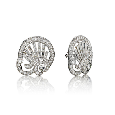 Birks Vintage Platinum and 18kt White Gold Pendant / Brooch Pins.10.00ct Tw