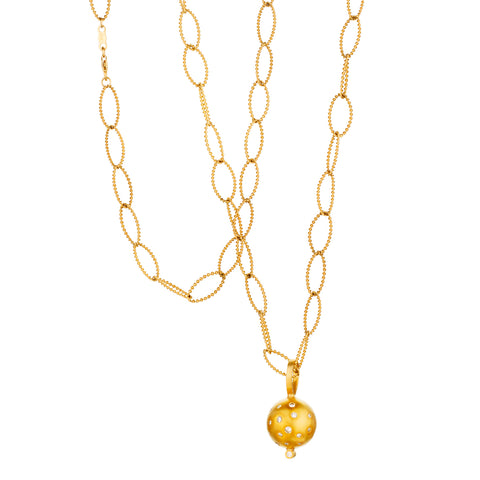 Unique 14kt Yellow Gold Diamond Ball Pendant