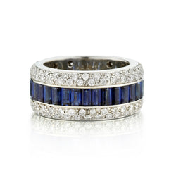 18kt White Gold Blue Sapphire and Diamond Eternity Band.