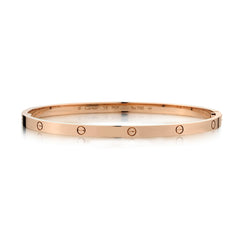 Cartier Small Model Love Bangle in Rose Gold. Size 19. B&P
