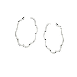 Chanel 18kt White Gold "Camelia Collection" Hoop Earrings.