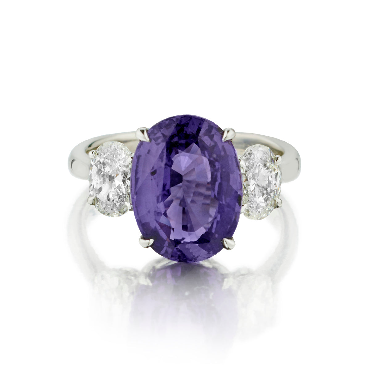 Rare!! 18kt White Gold Natural Purple Sapphire and Diamond Ring