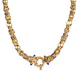 18kt Yellow and White Gold chain with Lapis Lazuli and Diamond Enhancer.