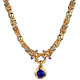 18kt Yellow and White Gold chain with Lapis Lazuli and Diamond Enhancer.