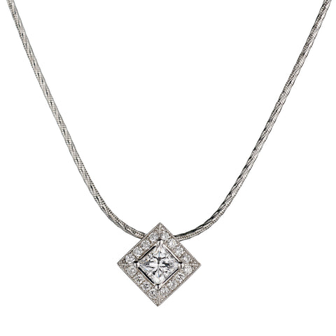 Ladies 14kt White Gold Diamond Pendant. 0.95ct Tw