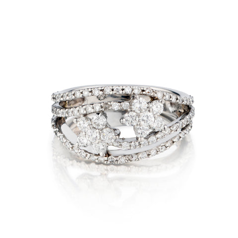 Platinum Diamond Flower Ring. 1.00ct Tw