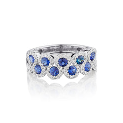 Ladies 14kt White Gold Blue Sapphire and Diamond Ring
