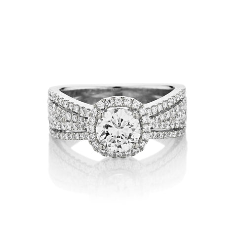 Ladies 14kt White Gold Diamond Engagement Ring. 0.80 Carat Weight