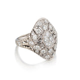 Ladies 18kt White Gold Vintage Ring. 1.20ct Tw