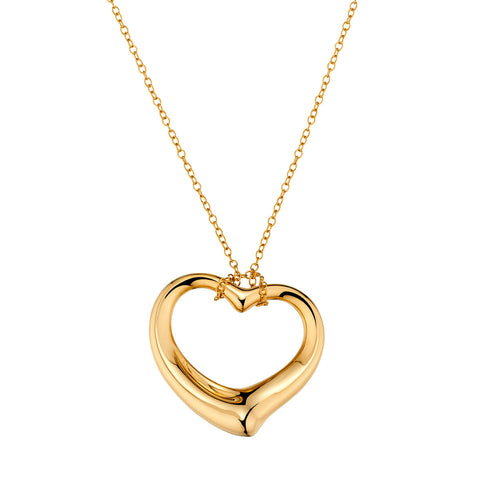 Tiffany & Co. Elsa Peretti 18kt Yellow Gold LARGE 36mm Open Heart on a Chain.