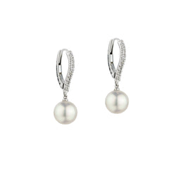 Ladies Mikimoto 18kt White Gold Pearl and Diamond  Earrings.