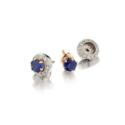 Ladies Blue Sapphire and Diamond Jacket Earrings. 2 in 1.