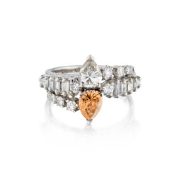 Ladies 14kt White Gold Diamond Ring. 2 x 1.35ct Tw Pear Shape Diamonds