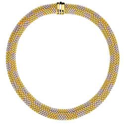 Magnificent Ladies 18kt Yellow and White Gold Diamond Weave Choker / Necklace