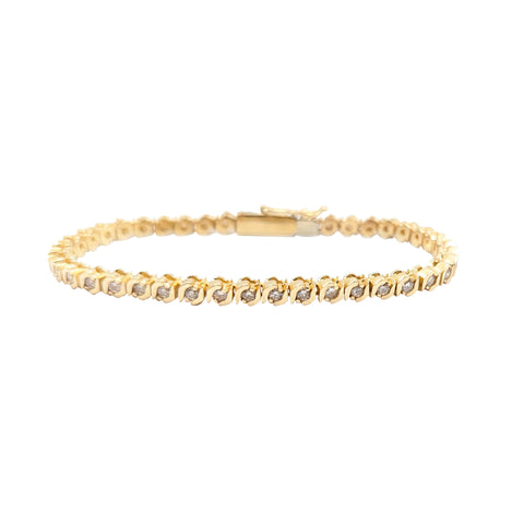 14kt Yellow Gold "S" Link Diamond Tennis Bracelet. 1,50ct Tw