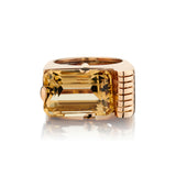 Vintage Retro Era Citrine Ring in 18kt Pink Gold.