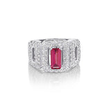 18kt White Gold Pink Tourmaline and Diamond Ring