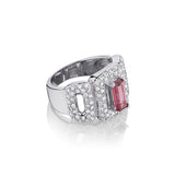 18kt White Gold Pink Tourmaline and Diamond Ring