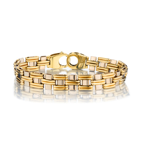 14kt Two-Tone Gold Bracelet. Made in Italy. Weight: 22.23 grams.