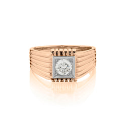 Mens 14kt Rose Gold Diamond Vintage Ring. 0.55ct Brilliant Cut