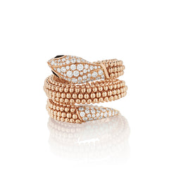 Bvlgari Iconic 18kt Rose Gold Serpentini Diamond Ring. Ref: 358655