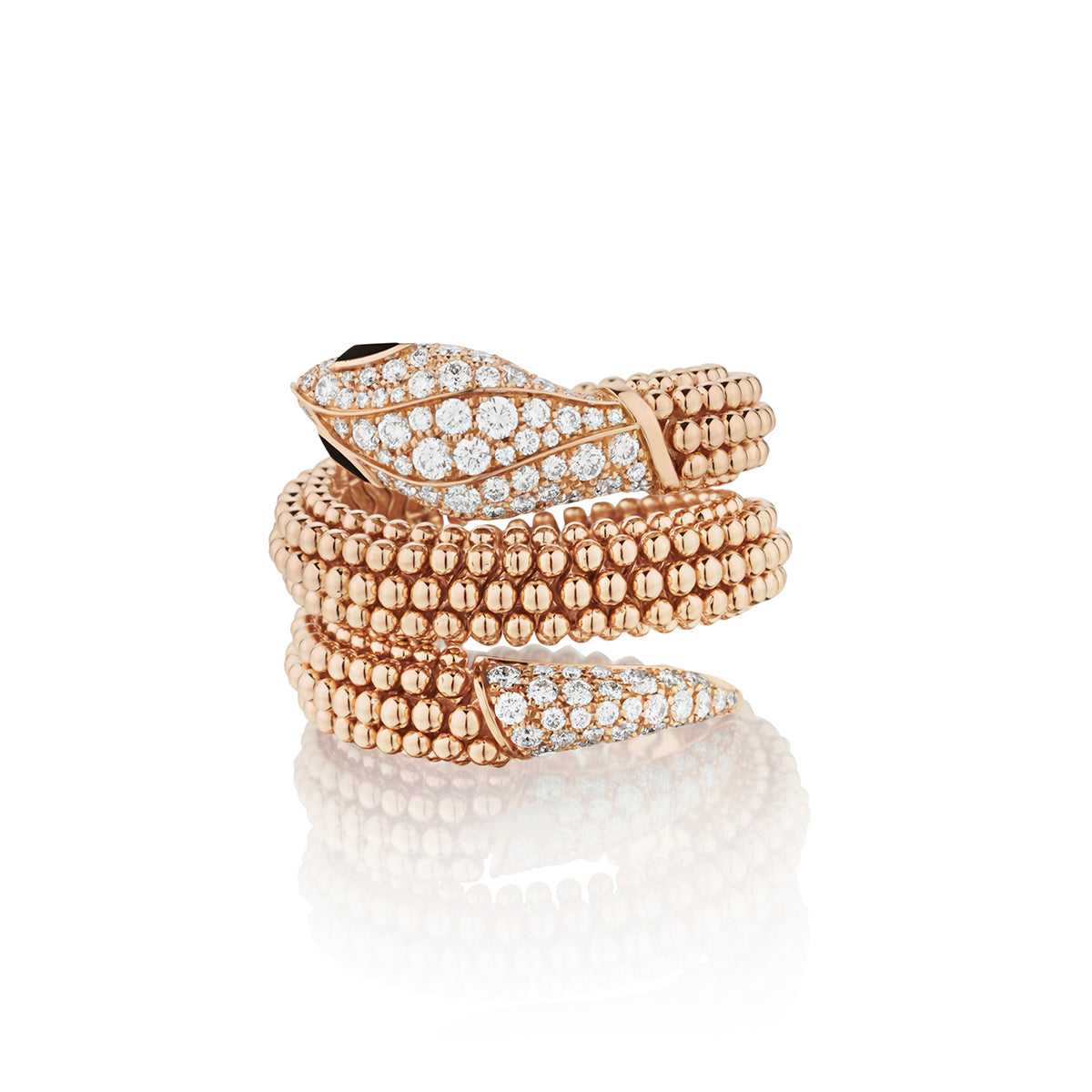 Bvlgari Iconic 18kt Rose Gold Serpentini Diamond Ring. Ref: 358655 ...