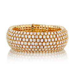 Spectacular!!!  18kt Yellow Gold 7 Row Diamond Bracelet. 35.00ct Total Carat Weight