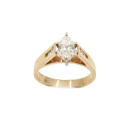 14kt Yellow Gold Marquise Cut Diamond Ring. 0.68ct