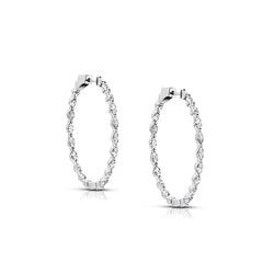 Unique Ladies 18kt White Gold Marquise Cut Large Hoop Earrings. 4.70ct Tw
