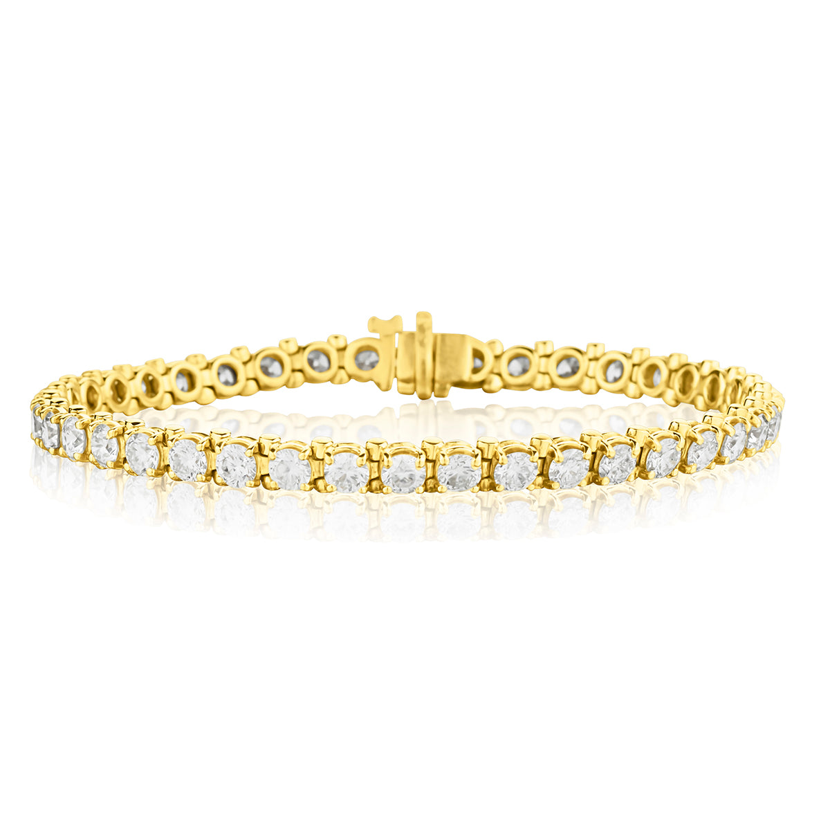18kt Yellow Gold Diamond "Tennis Bracelet". 10.00 ct Tcw