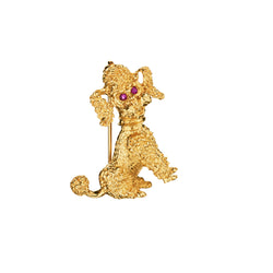 14kt Yellow Gold Sitting "Poodle" Brooch. 5.5 grams.