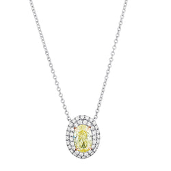 Tiffany & Co Natural Intense Yellow Diamond Pendant. Platinum and 18kt Yellow Gold