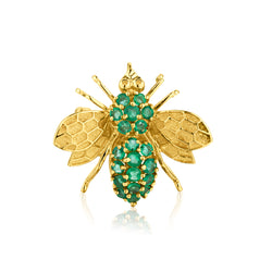 14kt Yellow Gold and Green Emerald Bee Brooch / Pendant
