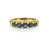 Vintage 18kt Rose Gold Natural Blue Sapphire 5-Stone Ring.
