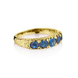 Vintage 18kt Rose Gold Natural Blue Sapphire 5-Stone Ring.