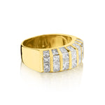 18kt Yellow Gold Diamond Ring. 4.00 Carat Total Weight of Princess Cut Diamonds