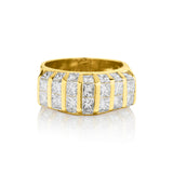 18kt Yellow Gold Diamond Ring. 4.00 Carat Total Weight of Princess Cut Diamonds