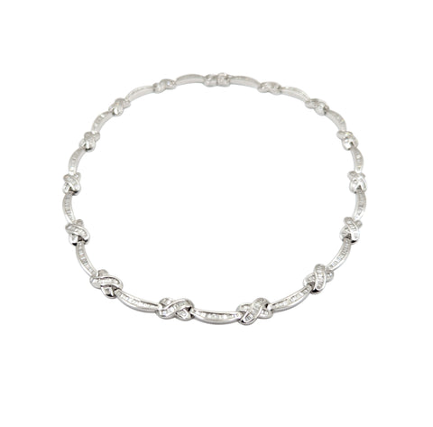 18kt White Gold Diamond Baguette Necklace. 14.00ct Tw