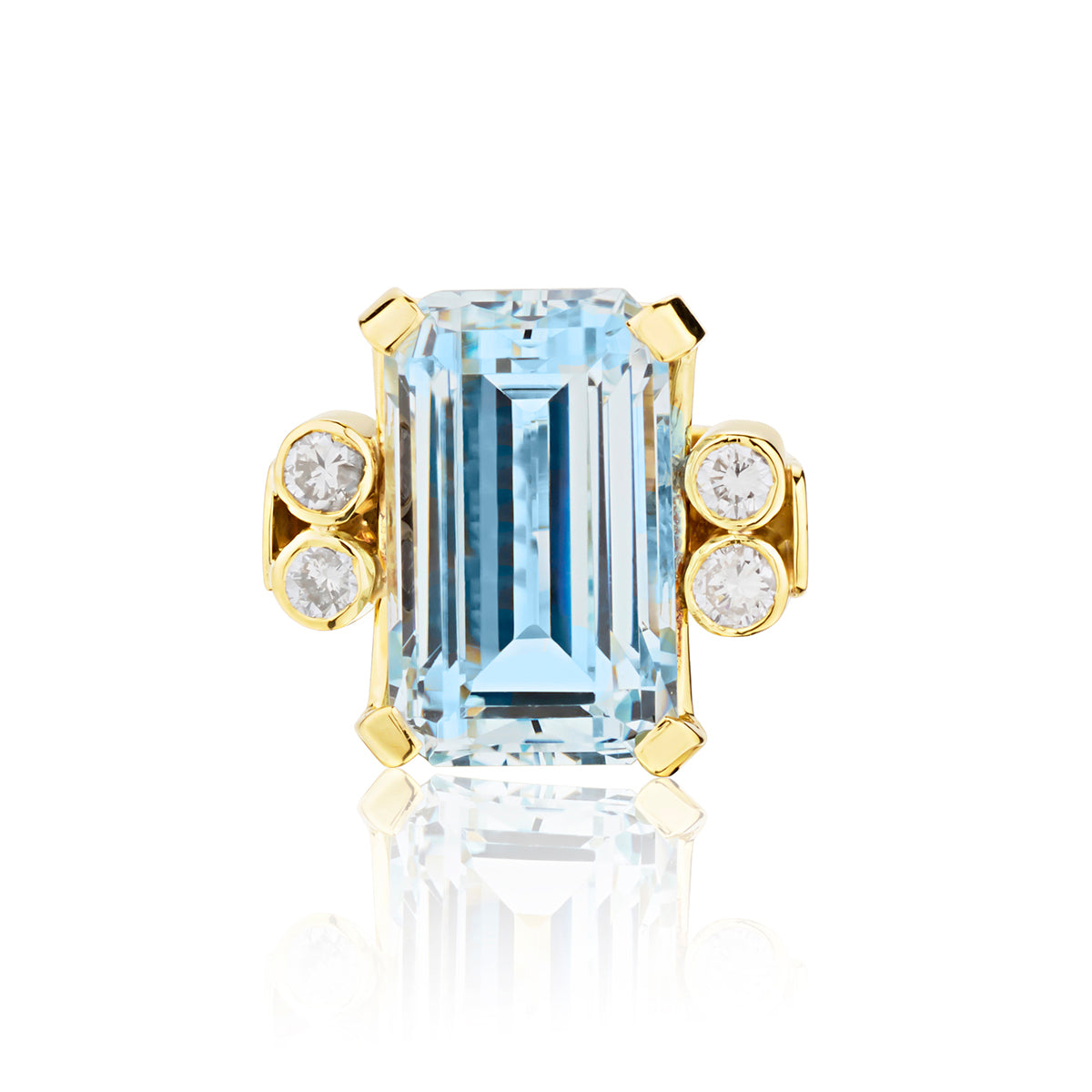 Handmade Aquamarine and Diamond Dress Ring in 18kt Yellow Gold | Van Rijk Estate Jewellers Toronto Handmade Aquamarine and Diamond Dress Ring in 18kt Yellow Gold | Van Rijk Estate Jewellers Toronto