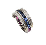 Platinum Combination Diamond and Sapphire / Ruby Flip Ring. 2 in One