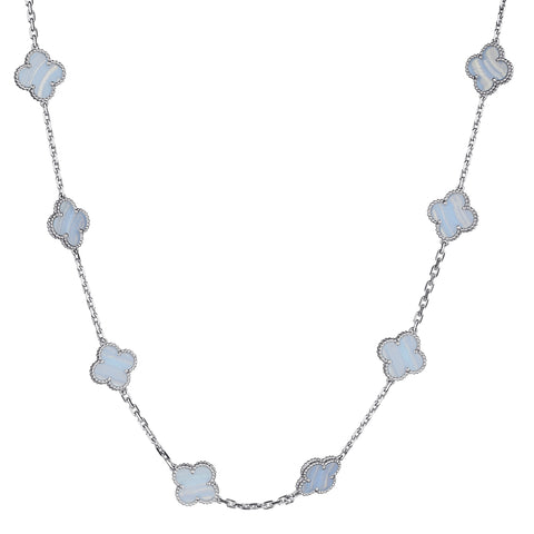 Van Cleef & Arpels Vintage Alhambra 10 Motif Chalcedony Necklace.